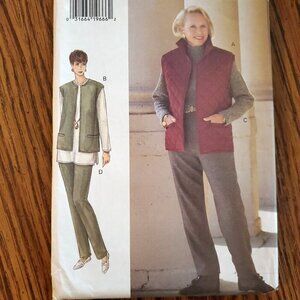 90s Vogue Pattern 9044 Loose Fit Vest Welt Pockets Pullover Top Pants 8 10 12